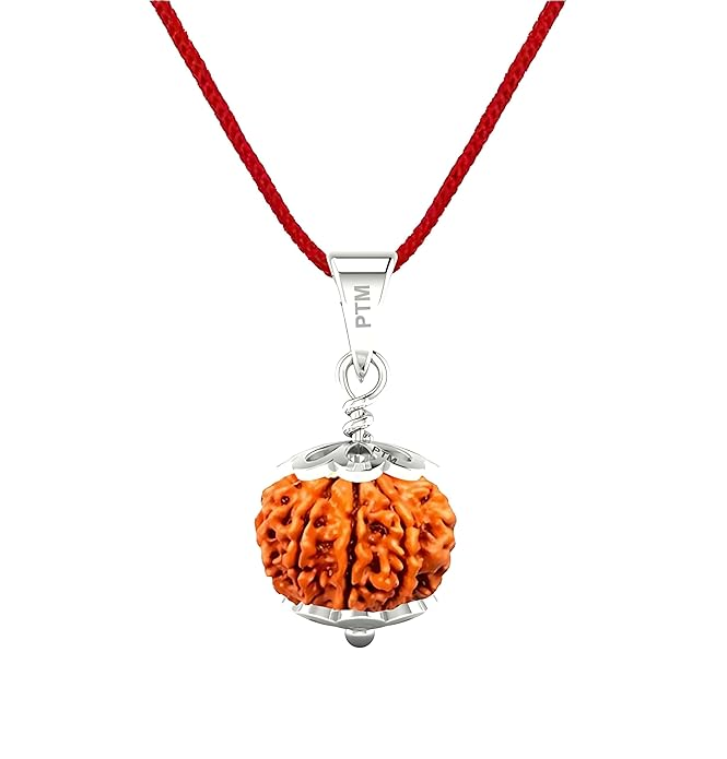 PTM 8 Mukhi Certified Natural Nepali Rudraksha 925 BIS Hallmark Sterling Silver Cap Pendant