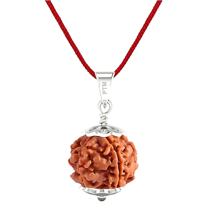 PTM 4 Mukhi Certified Natural Nepali Rudraksha 925 BIS Hallmark Sterling Silver Cap Pendant