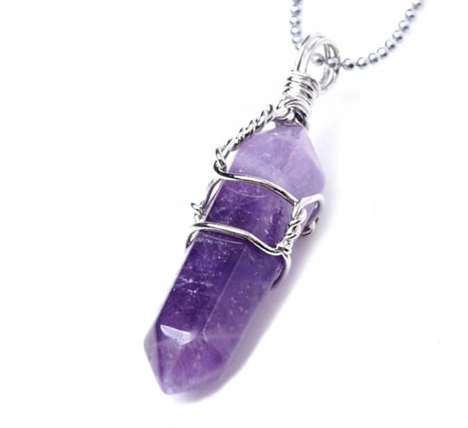 1pc Natural Gemstone Pendant Necklace Healing Crystal Quartz Reiki Chakra Amethyst | Creative Club